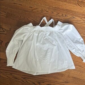 LOFT White Boxy Long Sleeve Blouse, SP🌿